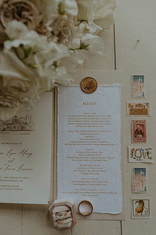 Southern Bride Wedding Planning Guide Menu