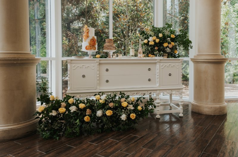 A Playful Romance Styled Shoot cake table A Playful Romance Styled Shoot cake table