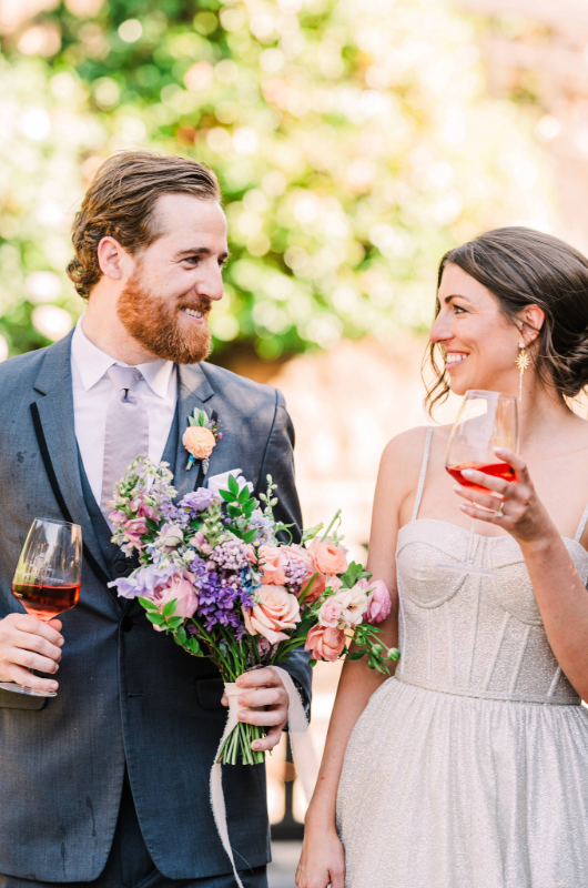 V Sattui Winery Southern Socialite Award The Styled Challenge Napa CA couple with drinks