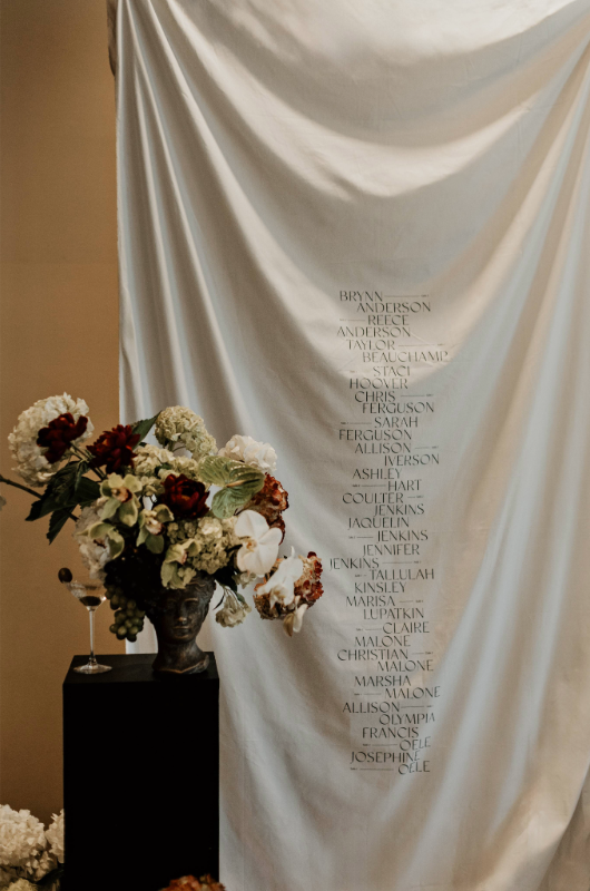bardessono styled shoot table name sheet