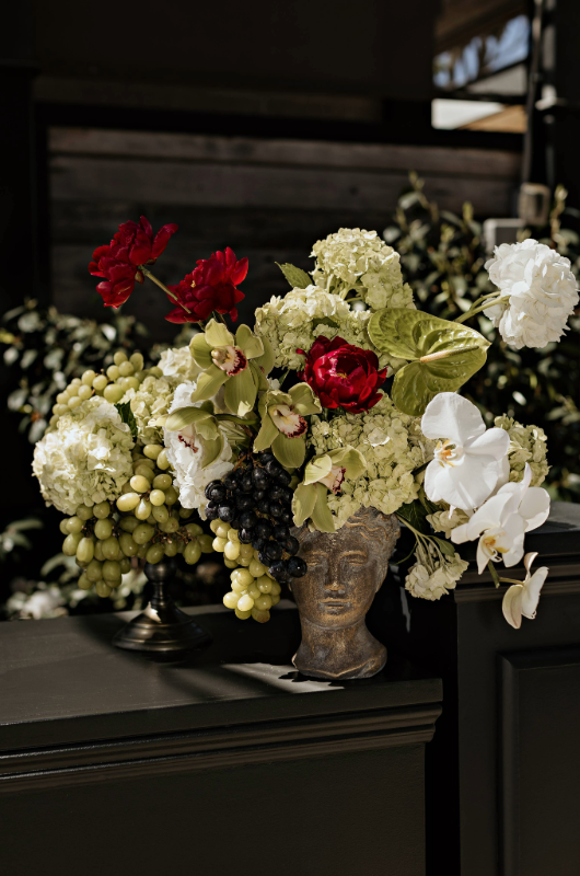bardessono styled shoot flowers in head vase