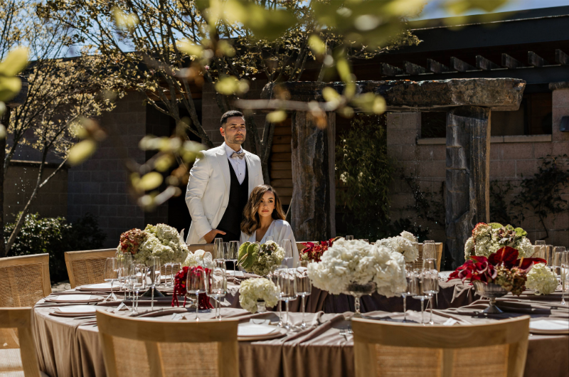 bardessono styled shoot couple sitting at table bardessono styled shoot couple sitting at table