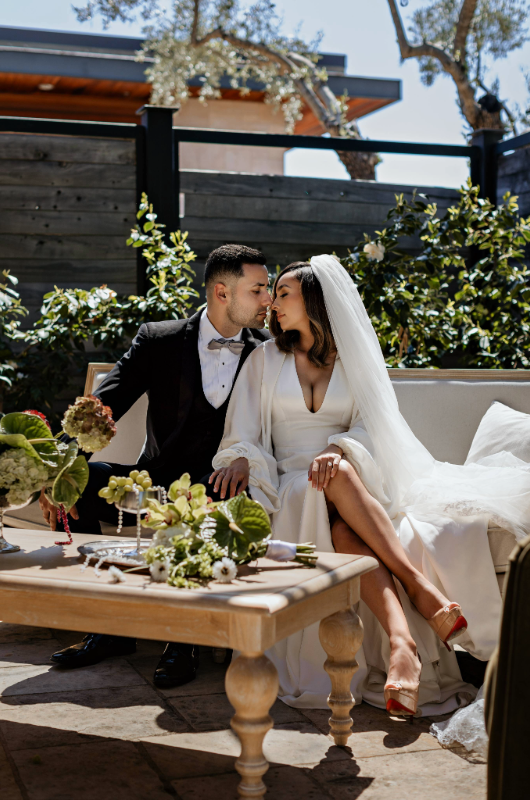 bardessono styled shoot sitting on couch