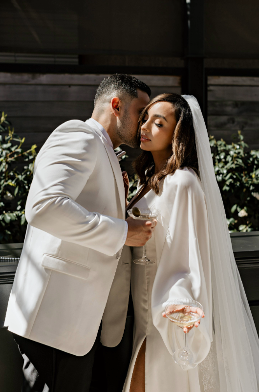 bardessono styled shoot couple embrace