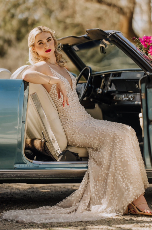 The Rock House Trendsetter Award The Styled Challenge Austin Parvinder bride in car vertical