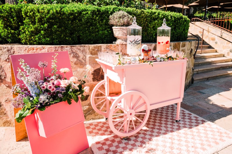V Sattui Southern Socialite Award The Styled Challenge Napa Valley CA pink bar cart