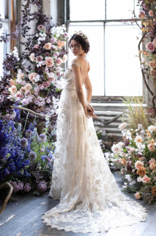 bridgerton inspired wedding gowns vermeil gown back