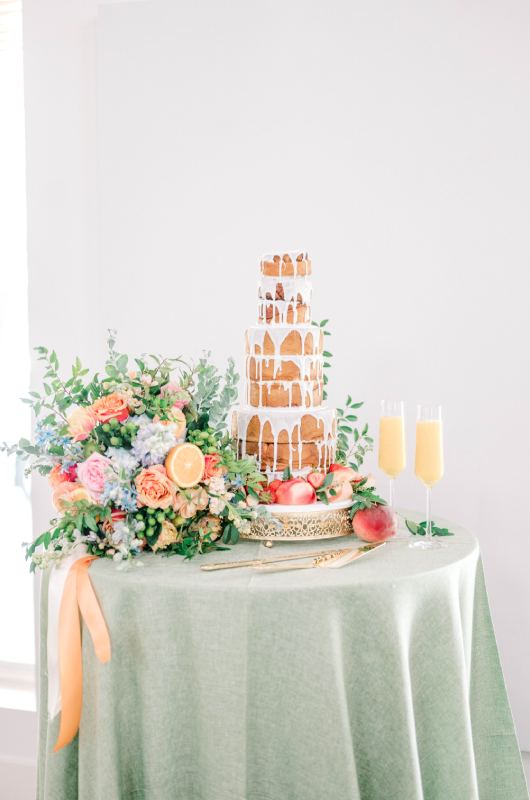 Brunch Inspired Vows North Little Rock Arkansas wedding cakeTablescape Florals Dining