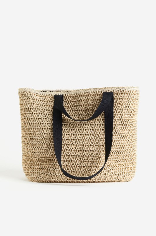 Stylish Beach Bags h&M straw shopper black handles