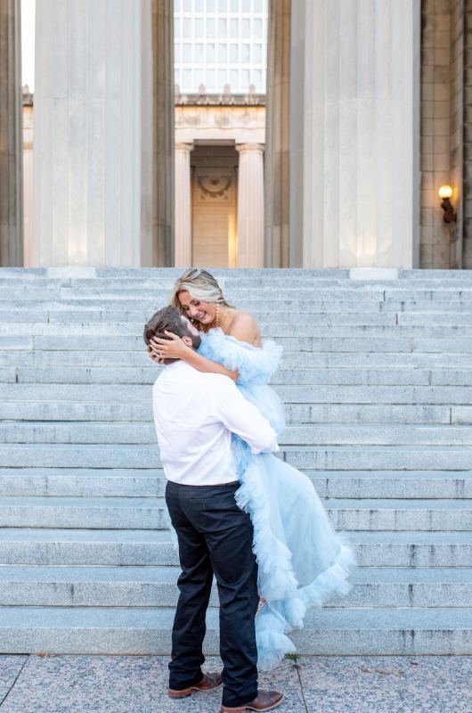 Kurstan Buck and Grant Hyams Nashville Engagement hug