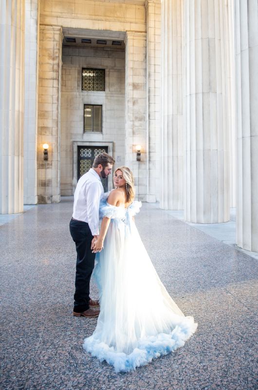 Kurstan Buck and Grant Hyams Nashville Engagement long gown