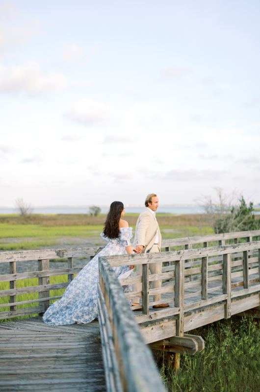 Morgan Abdalla and Travis Brown's North Carolina Engagement boardwak