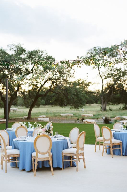 Timeles Elegance A Classic Blue and White Chinoiserie Inspired Styled Shoot in Boerne TX outdoor seating