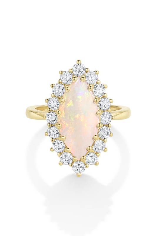 Selena Gomez Inspired Engagement Rings OPAL AND DIAMOND MARQUISE PETALS RING