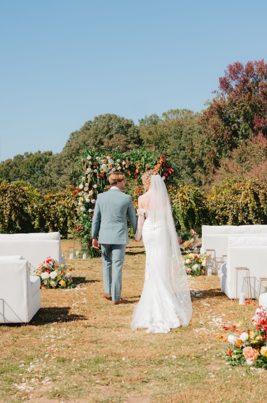 Cask Room & Rose Vineyard Best Design Award Couple Walking Down The Aisle