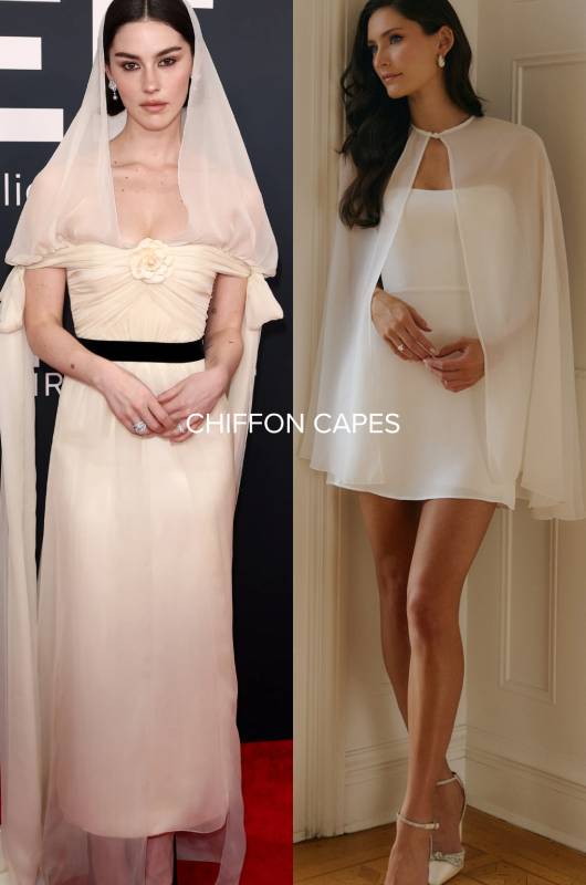 Grammy Inspired Dresses by Park & Fifth white cape