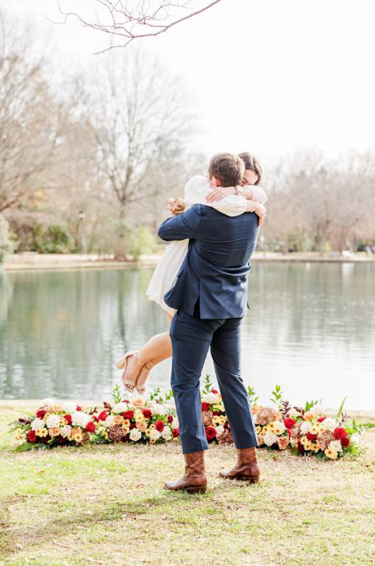 Carolina Love Story Amanda Burns and David Greder's Charlotte NC Engagement embrace