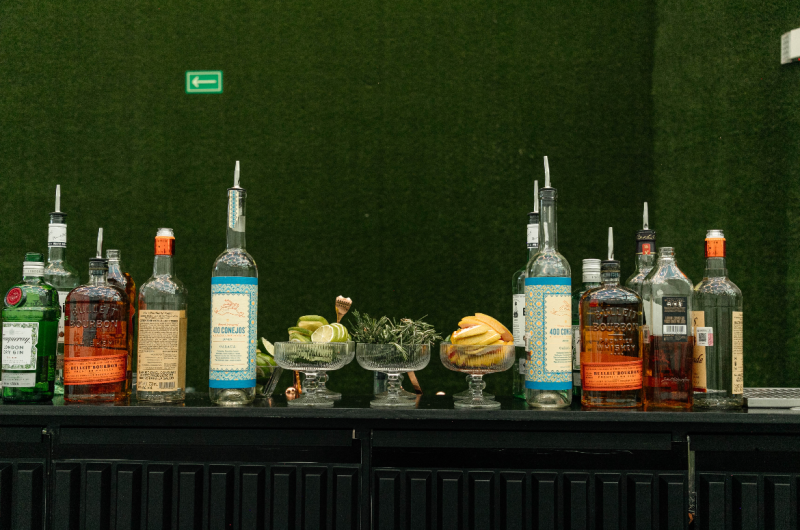 Magic in the City Traditional Indian Weddings at Andaz Mexico City wooftop reception bottles Magic in the City Traditional Indian Weddings at Andaz Mexico City wooftop reception bottles