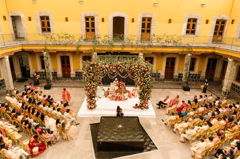 Magic in the City Traditional Indian Weddings at Andaz Mexico City ceremony overhead Magic in the City Traditional Indian Weddings at Andaz Mexico City ceremony overhead